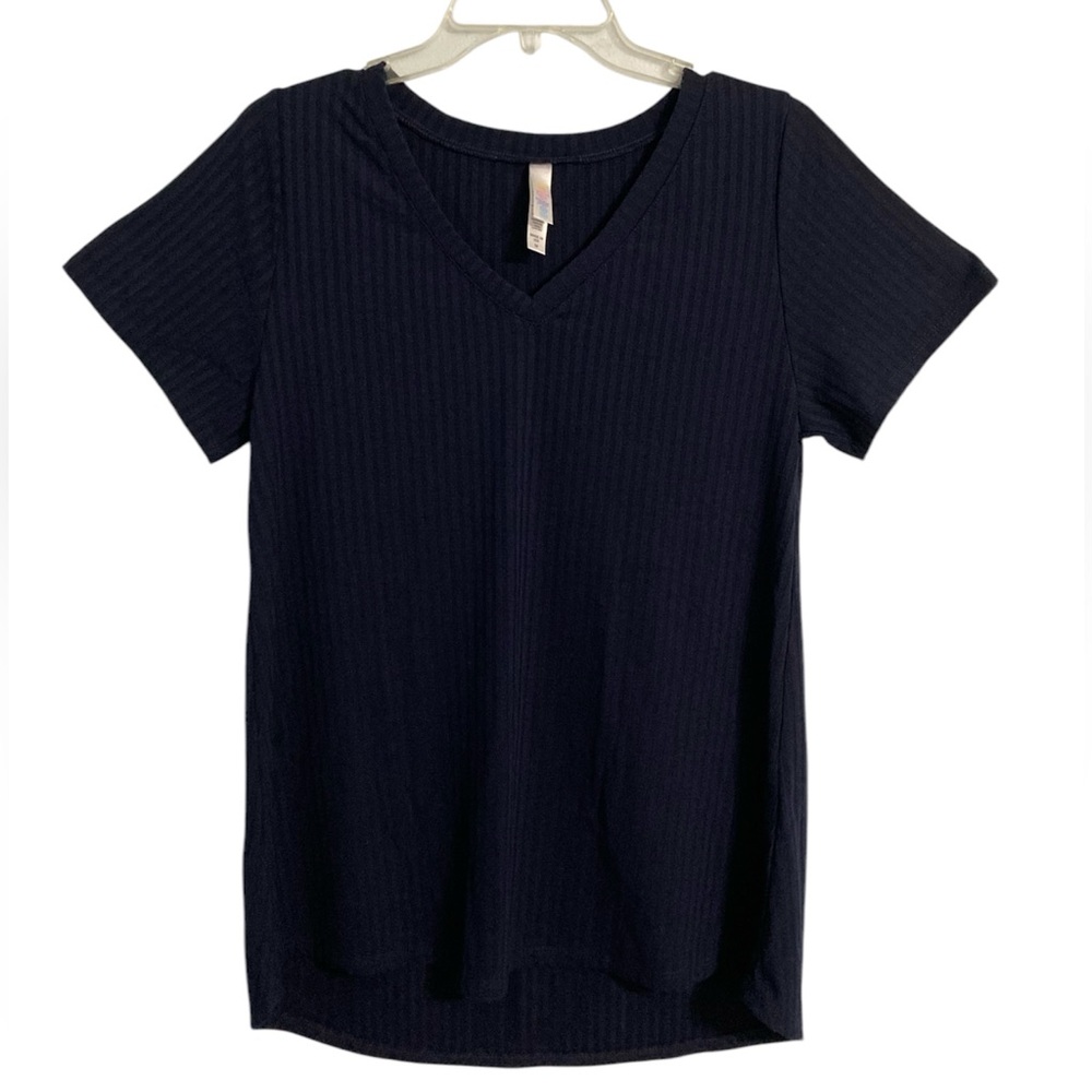LuLaRoe Navy Blue Short Sleeve V-Neck Top Tee Size M